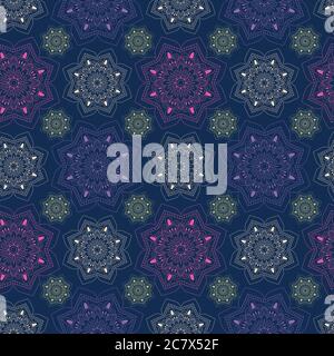 Ornamental seamless pattern with mandala elements. Vector art. Stock Vector