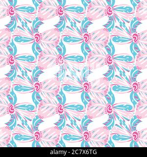 flowers in pink and blue seamless vector pattern Stock Vector