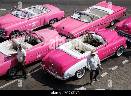 HAVANA, CUBA - CIRCA JANUARY 2020: Detail of old  classic cars in Havana. Stock Photo