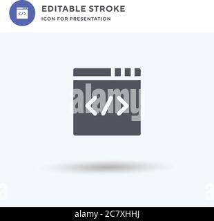 Html icon vector, filled flat sign, solid pictogram isolated on white, logo illustration. Html icon for presentation. Stock Vector