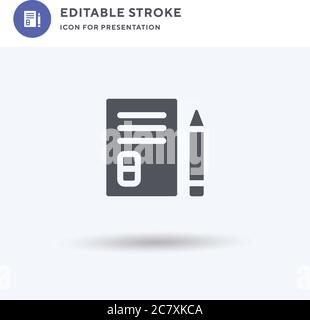 Homework icon vector, filled flat sign, solid pictogram isolated on white, logo illustration. Homework icon for presentation. Stock Vector