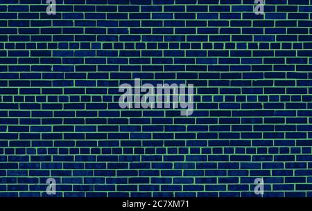 Brick wall background texture with vibrant green and blue duotone color effect Stock Photo