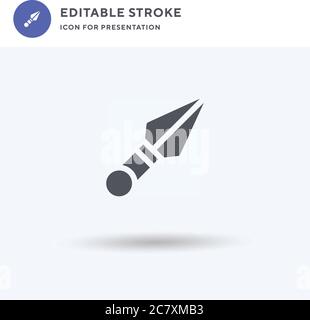 Kunai icon vector, filled flat sign, solid pictogram isolated on white, logo illustration. Kunai icon for presentation. Stock Vector