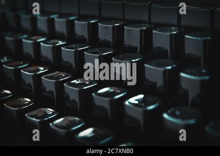 Close-up of the keyboard of a vintage typewriter old black Stock Photo