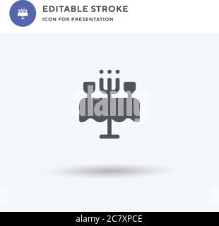 Romantic Dinner icon vector, filled flat sign, solid pictogram isolated on white, logo illustration. Romantic Dinner icon for presentation. Stock Vector