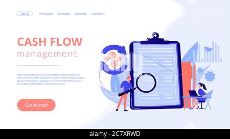 Cash flow statement concept landing page. Stock Vector