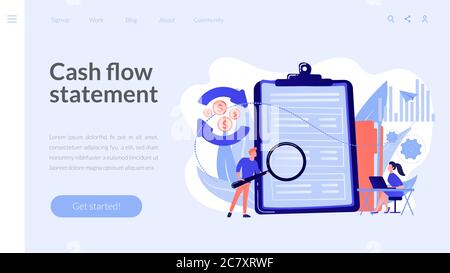 Cash flow statement concept landing page. Stock Vector