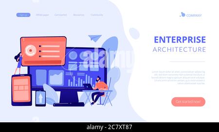 Enterprise IT management concept landing page. Stock Vector