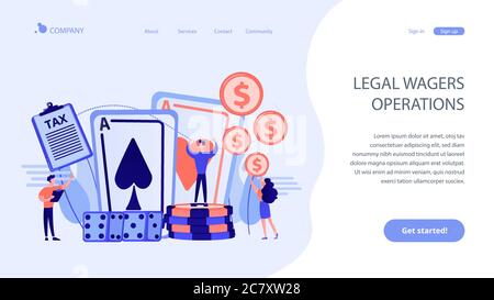 Gambling income concept landing page. Stock Vector