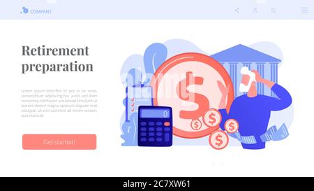 Retirement preparation concept landing page. Stock Vector