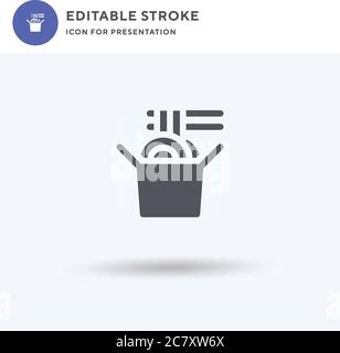 Noodles icon vector, filled flat sign, solid pictogram isolated on white, logo illustration. Noodles icon for presentation. Stock Vector