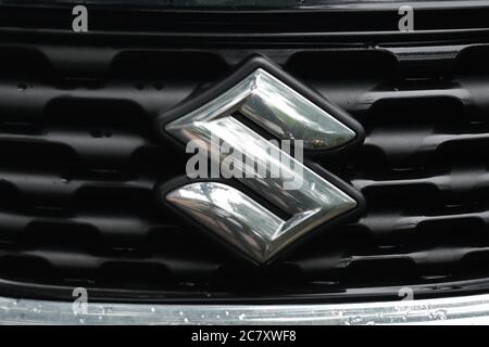 Suzuki logo on a car (is a Japanese multinational corporation headquartered  in Minami-ku, Hamamatsu, Japan), Budapest, Hungary, Europe Stock Photo -  Alamy