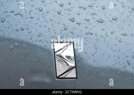 A logo of Citroen DS, a French multinational automobile manufacturer, seen on a parked car in Krakow. Stock Photo