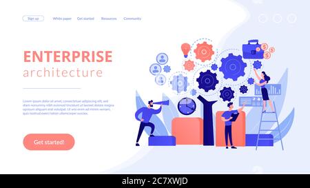 Enterprise architecture concept landing page Stock Vector