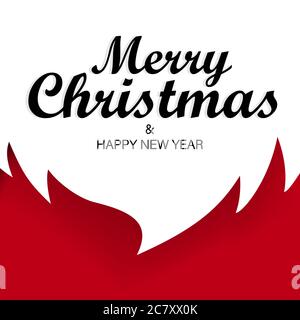 Merry christmas title typography. Santa claus beard. Happy New Year. Greeting Card, Banner, Sticker. Vector EPS 10. Illustration. Stock Vector