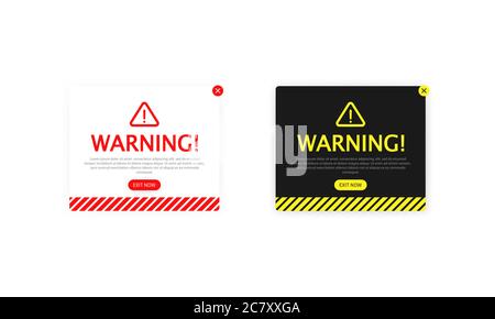 Warning pop up with flat design. Exclamation symbol. Web page for website, notification, service. Vector EPS 10 Stock Vector