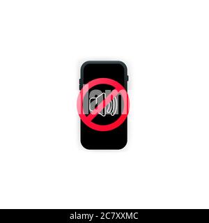 No sound phone. Smartphone icon in flat design. Telephone call. Vector on isolated white background. EPS 10. Stock Vector