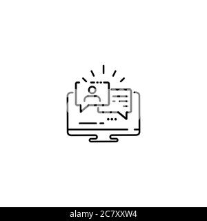 Educational resources line icon. Internet education concept, e-learning resources, distant online courses. Vector on isolated white background. EPS 10 Stock Vector