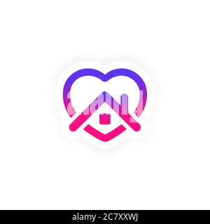Stay home, heart, home sticker symbol. Vector on isolated white background. EPS 10. Stock Vector