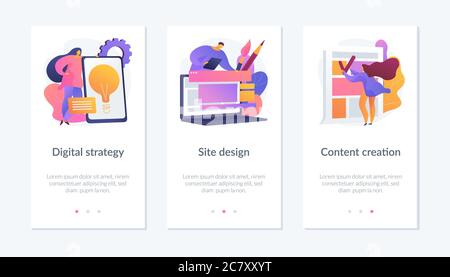 Digital PR app interface template. Stock Vector