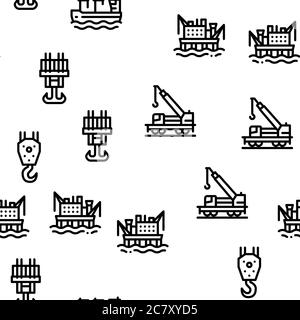 Crane Building Machine Seamless Pattern Vector Stock Vector