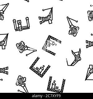 Crane Building Machine Seamless Pattern Vector Stock Vector