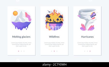 Climate change consequences app interface template Stock Vector Image ...