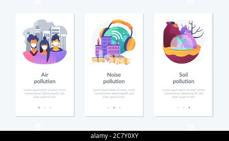 Ecology problems app interface template. Stock Vector