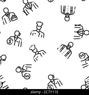 Professions People Seamless Pattern Vector Stock Vector