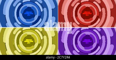 Set of banner web template abstract background blue, red, yellow, purple circle border overlapping layered with shadow. Vector illustration Stock Vector