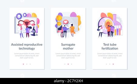 Fertility treatment and artificial insemination app interface template. Stock Vector