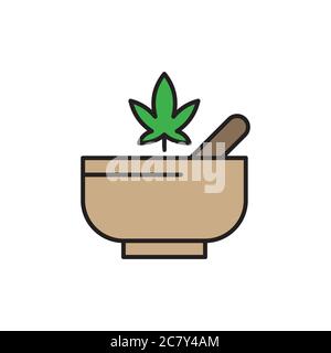 Hemp bowl vector icon symbol isolated on white background Stock Vector