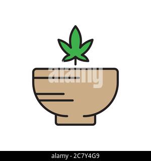 Hemp bowl vector icon symbol isolated on white background Stock Vector