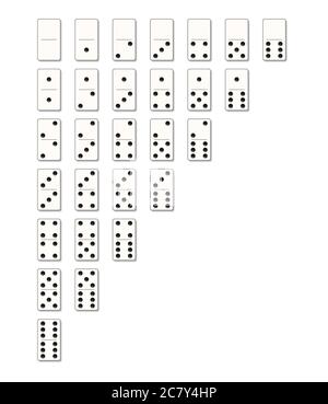 Domino tile set. White bones with black dots. Vector simple board game. Isolated graphic strategy game illustration Stock Vector