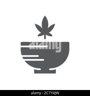 Hemp bowl vector icon symbol isolated on white background Stock Vector