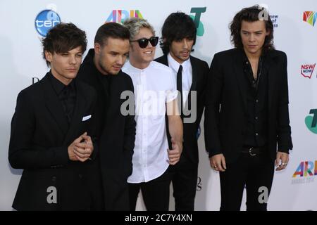 One Direction arrives on the red carpet at The Star, Pyrmont in Sydney for the 28th Australian Record Industry Awards (ARIA Awards) 2014. Stock Photo