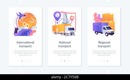 Worldwide order delivery service app interface template. Stock Vector