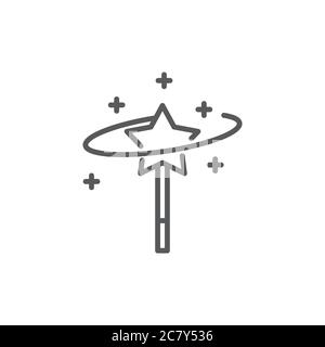 Magic wand vector icon symbol isolated on white background Stock Vector