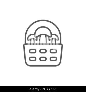 Mushroom basket vector icon symbol food isolated on white background Stock Vector