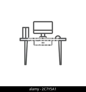 Office workspace desk vector icon symbol workspace isolated on white background Stock Vector