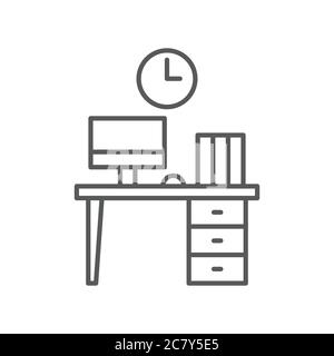 Office workspace desk vector icon symbol workspace isolated on white background Stock Vector