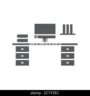 Office workspace desk vector icon symbol workspace isolated on white background Stock Vector