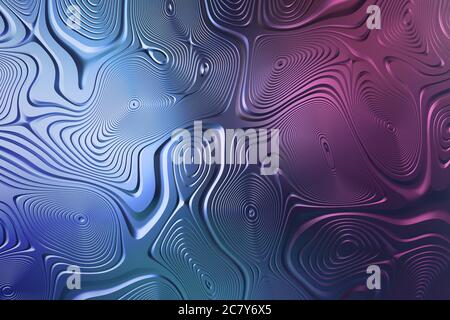 Metallic plate pattern, symmetrical and wavy abstract lines on textured Background. High quality 3d illustration