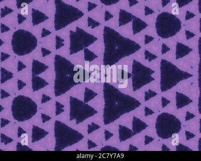 Illustration of many black triangles and circles on the purple background Stock Photo