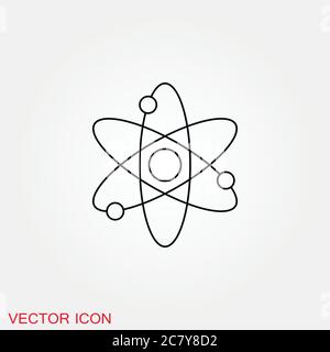 Atom icon, black science fiction atom icon Stock Vector