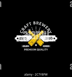 Craft Brewery Premium Quality Logo template, vintage beer company logo illustration Stock Vector