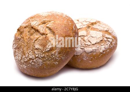 Fresh rye rolls isolated on white Stock Photo