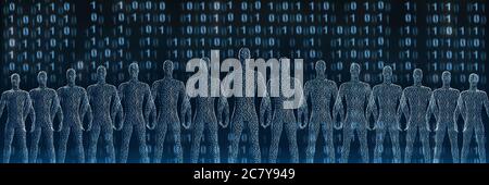 Crowd of standing digital people. 3d rendering Stock Photo