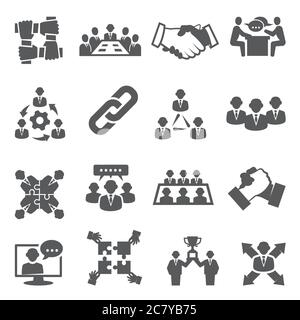 Partnership icons set on white background Stock Vector