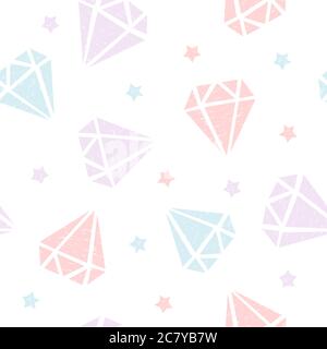 Childish seamless pattern with diamonds and stars. Creative texture for fabric and textile Stock Vector